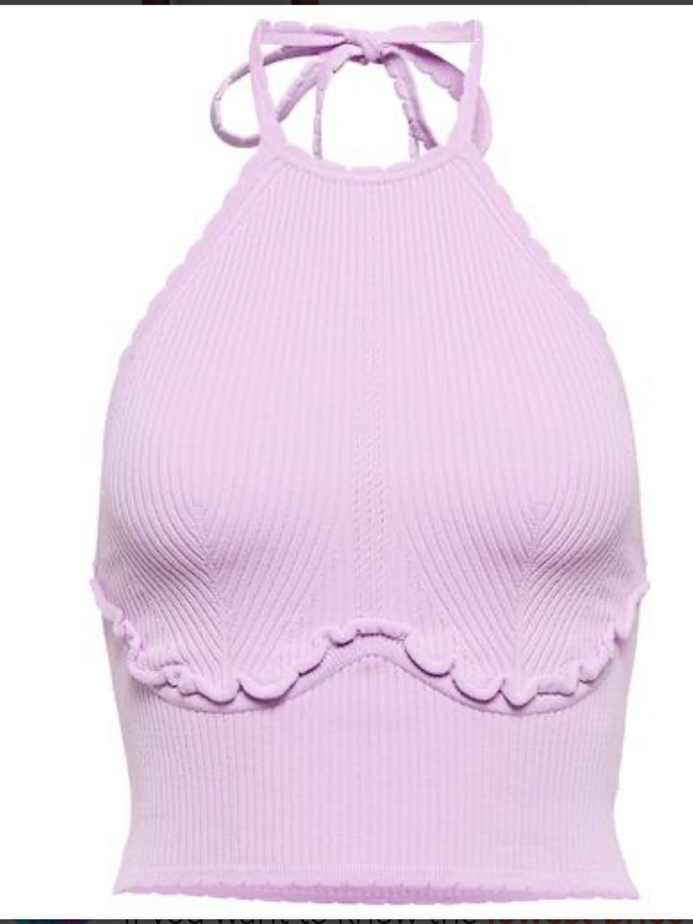 Self-Portrait Lilac Ribbed Knit Halter Top Scallop Edge Size M NWT
